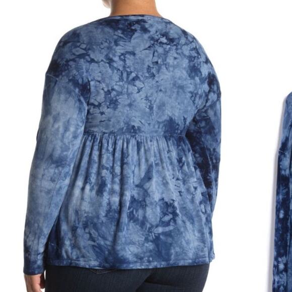 Baea Navy Tie Dye Peplum Tunic - Picture 3 of 8